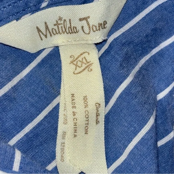 Matilda Jane Sandy Seashell Daydream Striped Tie Shoulder Swim Cover Up Dress - Picture 8 of 13